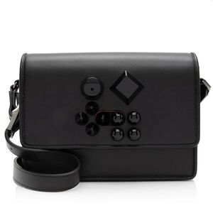 Christian Louboutin Leather Carasky Shoulder Bag Studs Black NWT